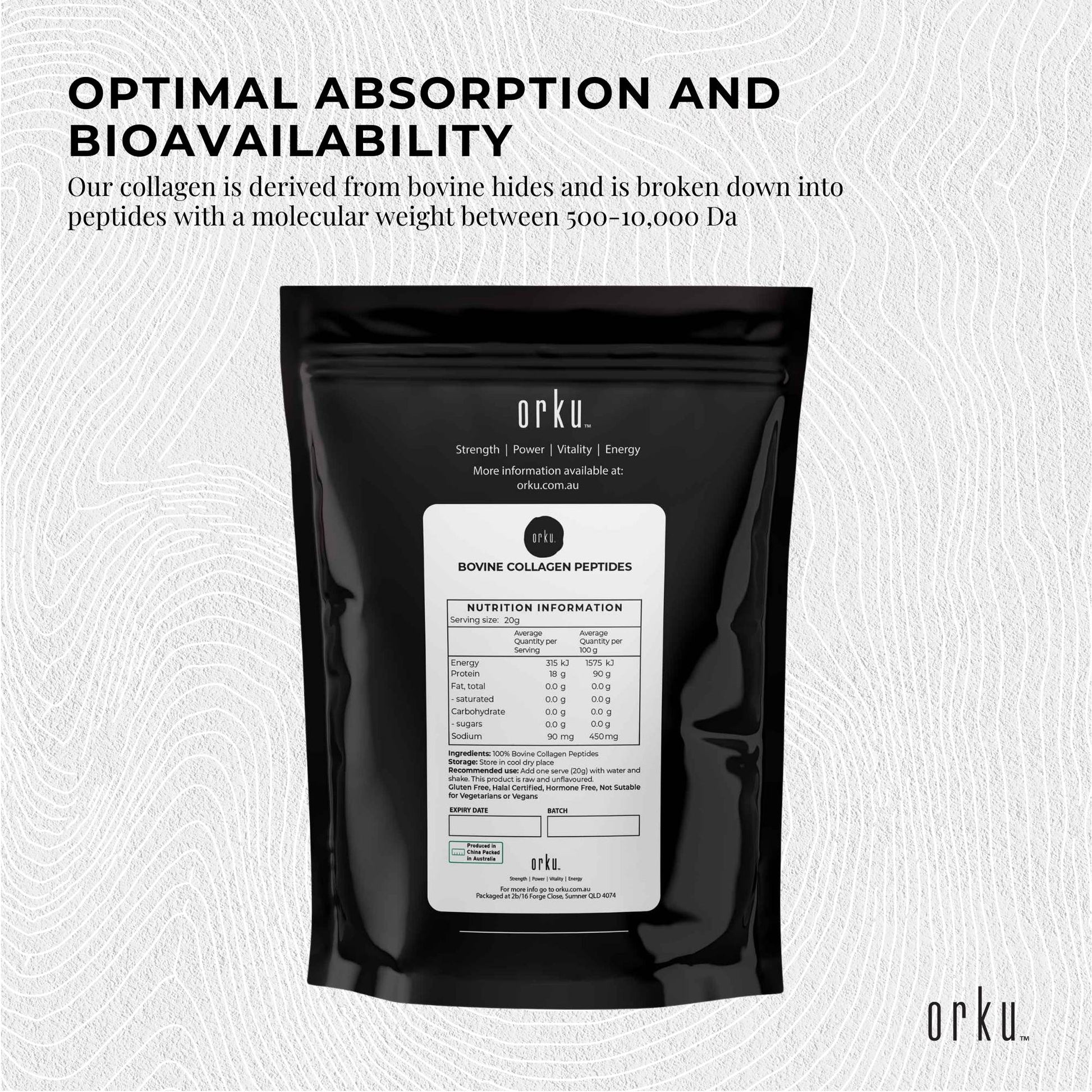1Kg Collagen Powder - Bovine Hydrolysate Protein Peptide Supplement Unflavoured